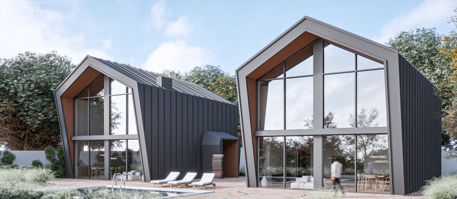 Twin villas exterior render