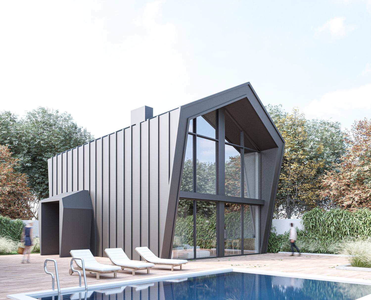 Villa exterior with pool deck
